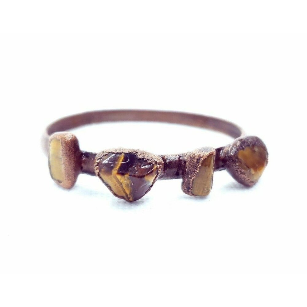 Tiger Eye Copper Electroformed Bangle Bracelet - image 3